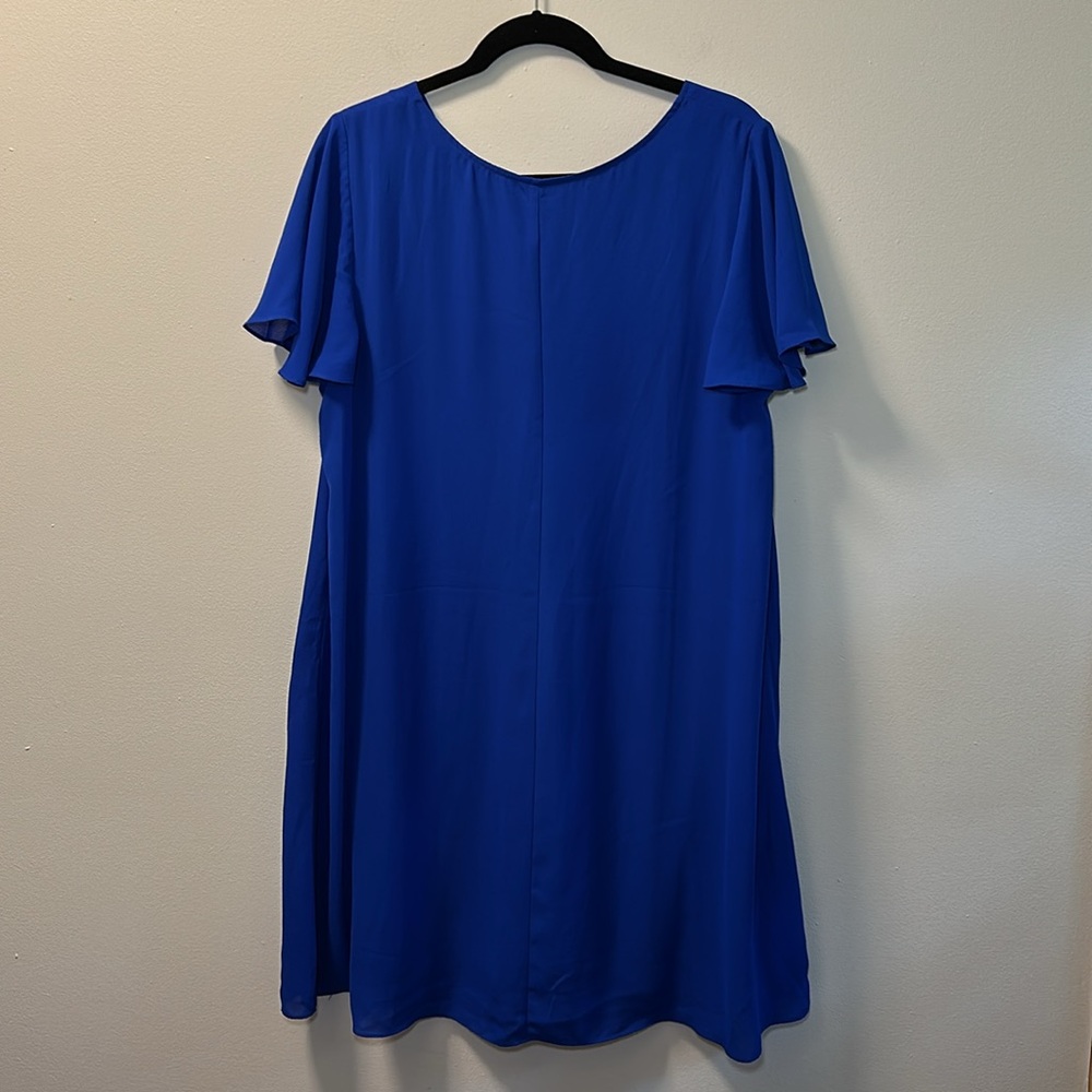 🩵C est 1946 Women’s Blue Flutter Sleeve Dress Size L - Picture 4 of 4
